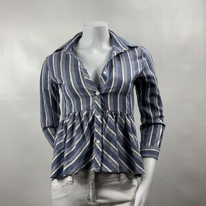 3for$20 Love Notes Button Blue White Down Size Blouse Size: S